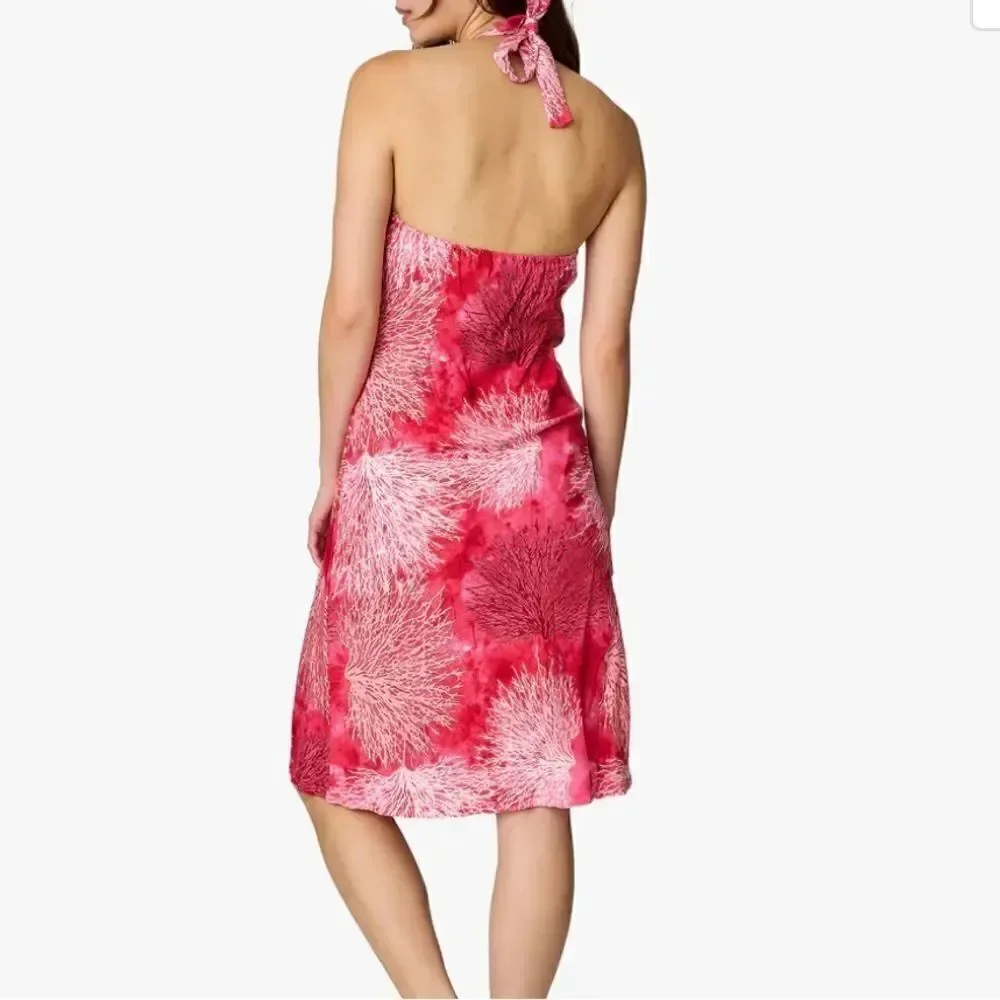 Hilo Hattie Coral Dress with Tie Back Coral Print Coral L